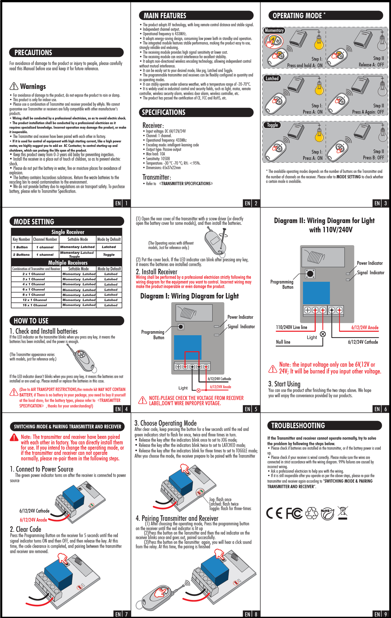 Wireless Remote Relay Switch