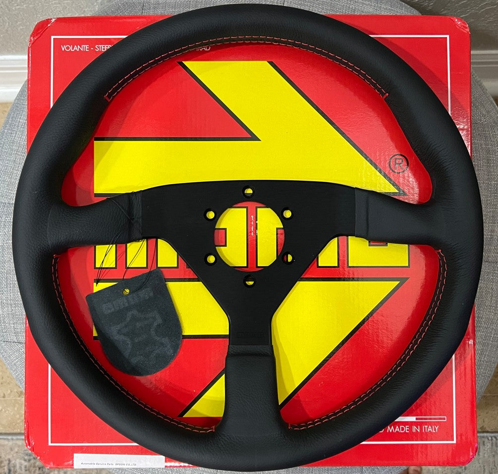 Steering Wheel - Spoon Sports 340mm - Black Leather/Red Stitching