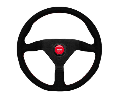 Steering Wheel - Momo Montecarlo - 350 mm - Alcantara - Black/Red Stitch/Black Spokes