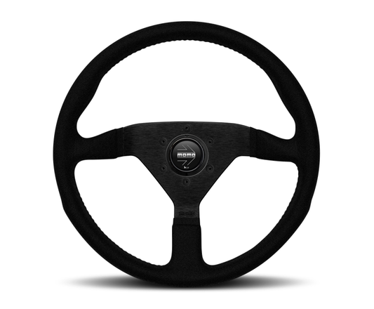 Momo Montecarlo Alcantara Steering Wheel 320 mm - Black/Black Stitch/Black Spokes