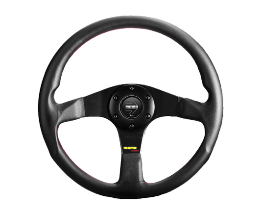 Steering Wheel - Momo Tuner - 350 mm - Black Leather/Red Stitch/Black Spokes