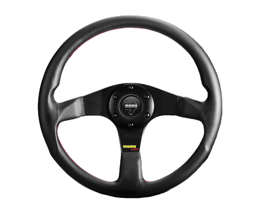 Steering Wheel - Momo Tuner - 320 mm - Black Leather/Red Stitch/Black Spokes