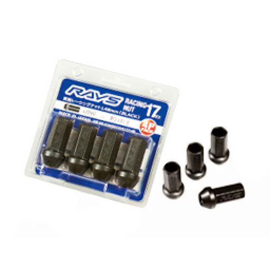 Lug Nut Set - Rays 17 Hex - L48 Racing Nut - 12x1.50 - Black (4 Pieces)