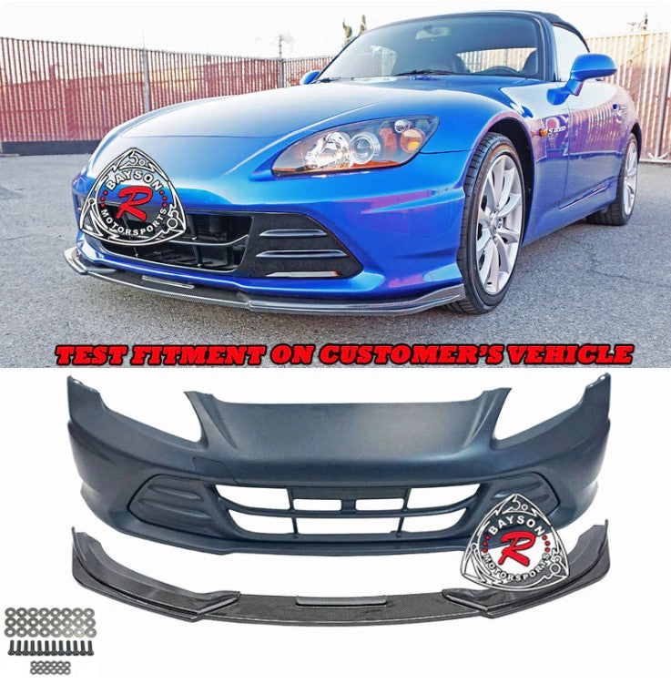 Front Bumper + Front Lip - S2000 (00-09) - Carbon - 20th Anniversary Style